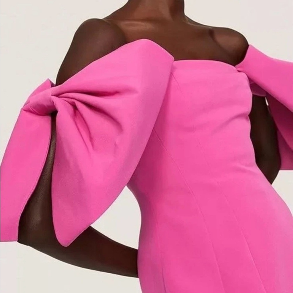 TOCCIN Design Collective Bow Sleeve Mini Dress Size 0 Pink Formal Cocktail - Picture 2 of 11